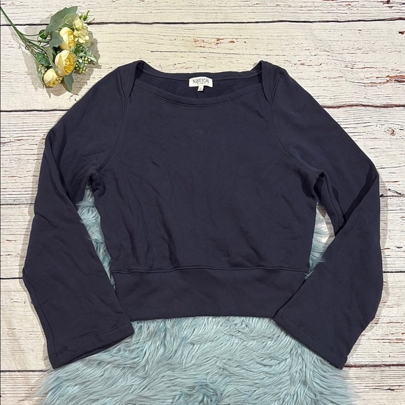Nation LTD Los Angeles Blue Flare Sleeve Sweatshirt - Picture 1 of 9